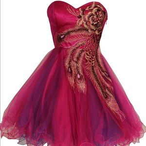 Short pink and purple dress with ruffles!